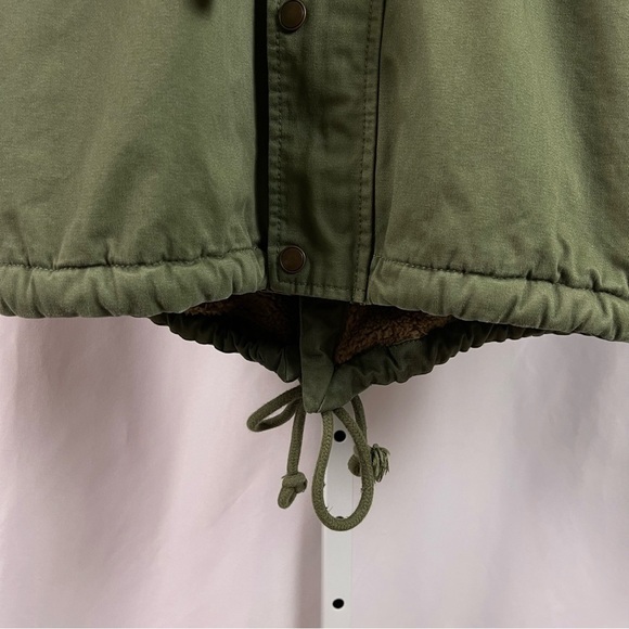 Weatherproof Vintage Large Sherpa Hooded Olive Green Long Parka Coat Canvas - Picture 7 of 12